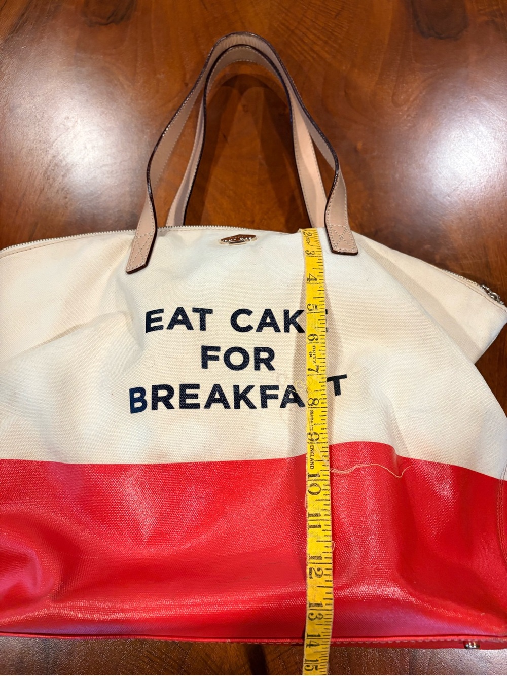 Kate Spade Cream and Red 'Eat Cake For Breakfast' XL Tote - Picture 15 of 16
